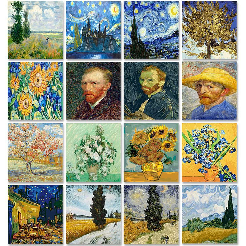 

PhotoCustom Van Gogh Paint By Numbers Kits On Canvas Figure DIY Frameless 60x75cm Oil Painting By Numbers Scenery Hand Painting