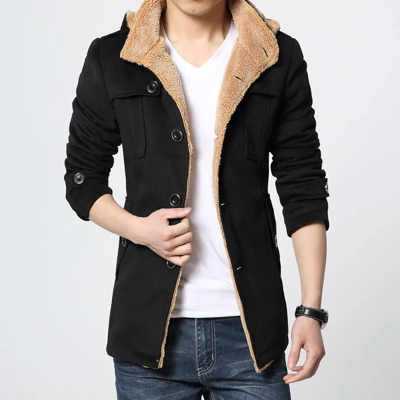 

Men's Plus Size Coat Woolen Coat Man Winter Jacket Men Hooded Detachable Male Short Overcoat Abrigo Hombre KJ244