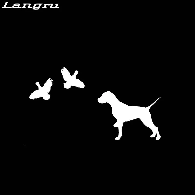 Langru 15.2CM*8.4CM Short Haired Dog Hunting Vinyl Car Sticker Decals Car Accessories Jdm