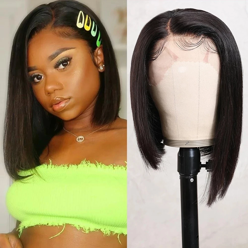 Julia Hair Haircuts Bob Wig Side Part 180% Density 13x4 Lace Front Wig Short Bob Malaysian Lace Frontal Human Hair Wigs