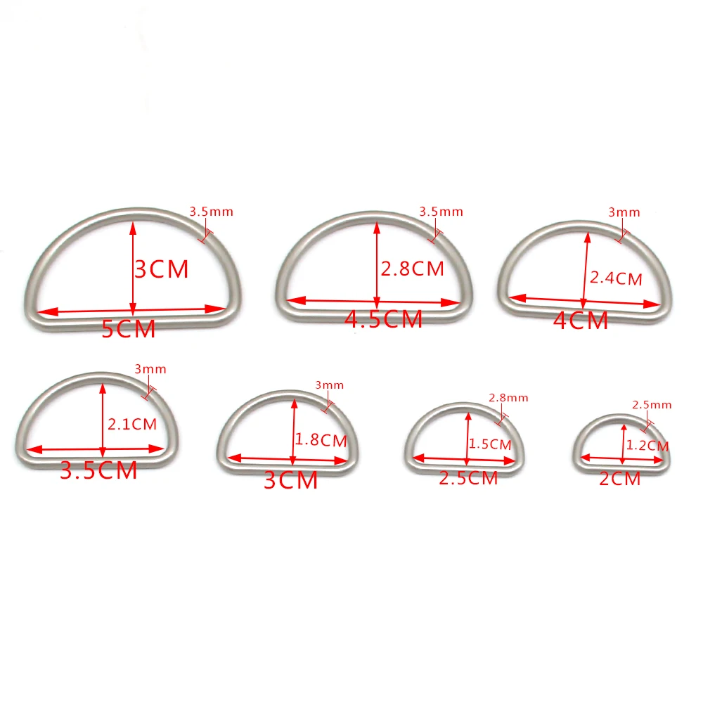 10pcs/lot half-rings Multi-Purpose Alloy Round D ring Handmade DIY Accessories for Luggage Belt Dog Leashes Handbag Shoes