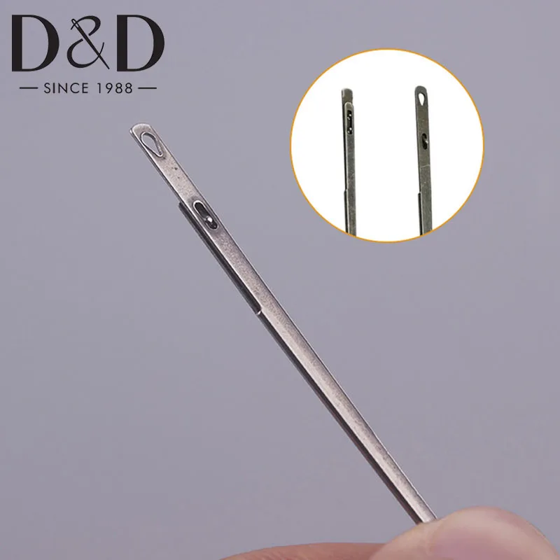 

D&D 2pcs/set Leather Knitting Needle Sewing DIY Home Tool 1pc One Hole Needle &1pc Double Hole Needle Hand Sewing Needles