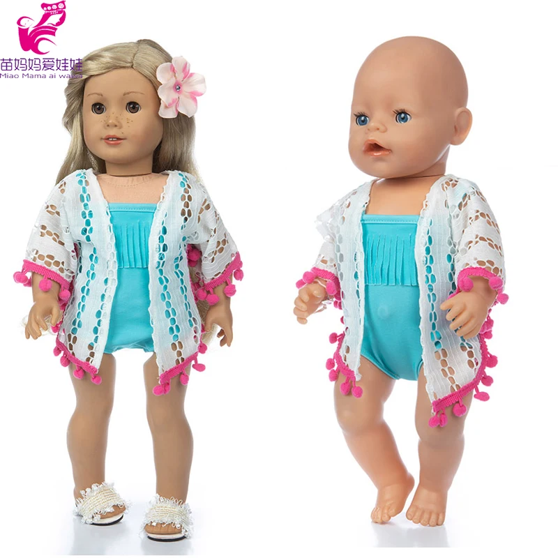 Vestido de vacaciones de verano para muñeca, vestido con sombrero para muñeca de 43cm, 18 pulgadas, accesorios para muñecas