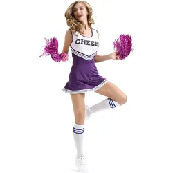 Cheerleader traje escolar vestido menina da escola trajes sexy feminino cosplay dia das bruxas líder de torcida vestido extravagante uniforme de esportes