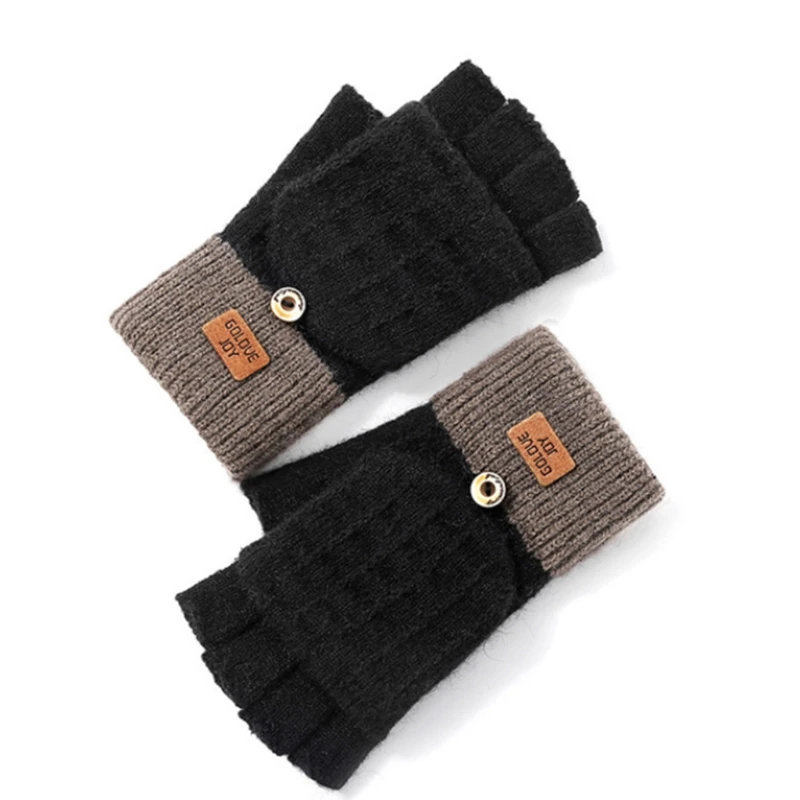 Cold-proof Flip Gloves for Adult Women Full&Half Finger Practical Typing Gloves