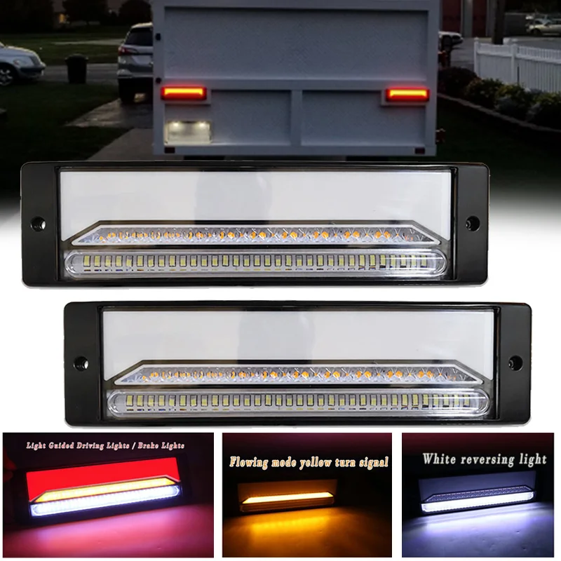 

2x Waterproof LED Led Truck Lorry Light Trailer Brake Light Neon Halo Tail Brake Stop Turn Signal 12V/24V Rear Turn Van Lamp