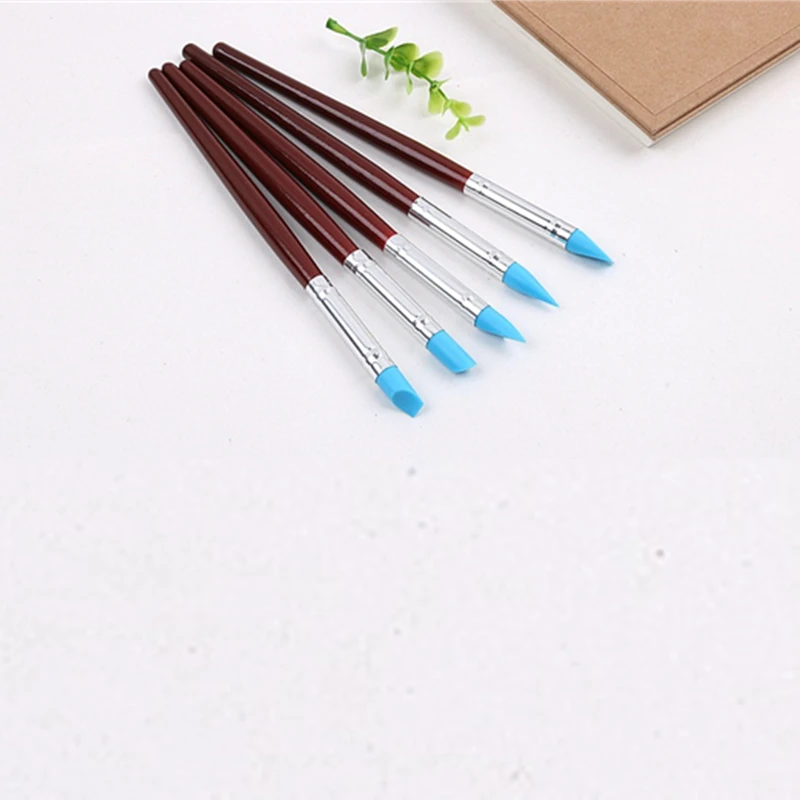 Pinceles de goma con punta de silicona para pintura, herramientas de modelado de escultura de arcilla, punta de goma para tallado de pintura, 3mm/8mm, 5 unidades