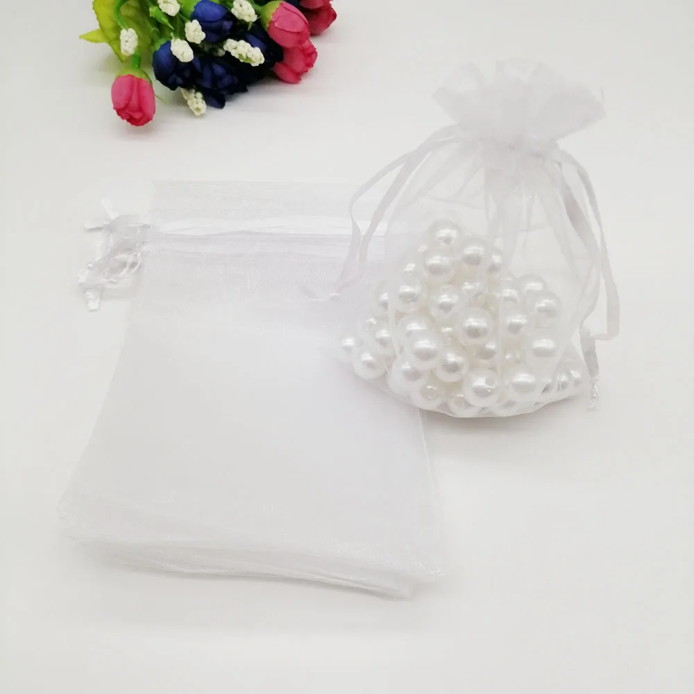 200pcs Organza Bag Jewelry Bags Pouch 25x35cm Jewelry Packaging Display Organza Drawstring Bag Packaging For Jewelry Pouches Bag