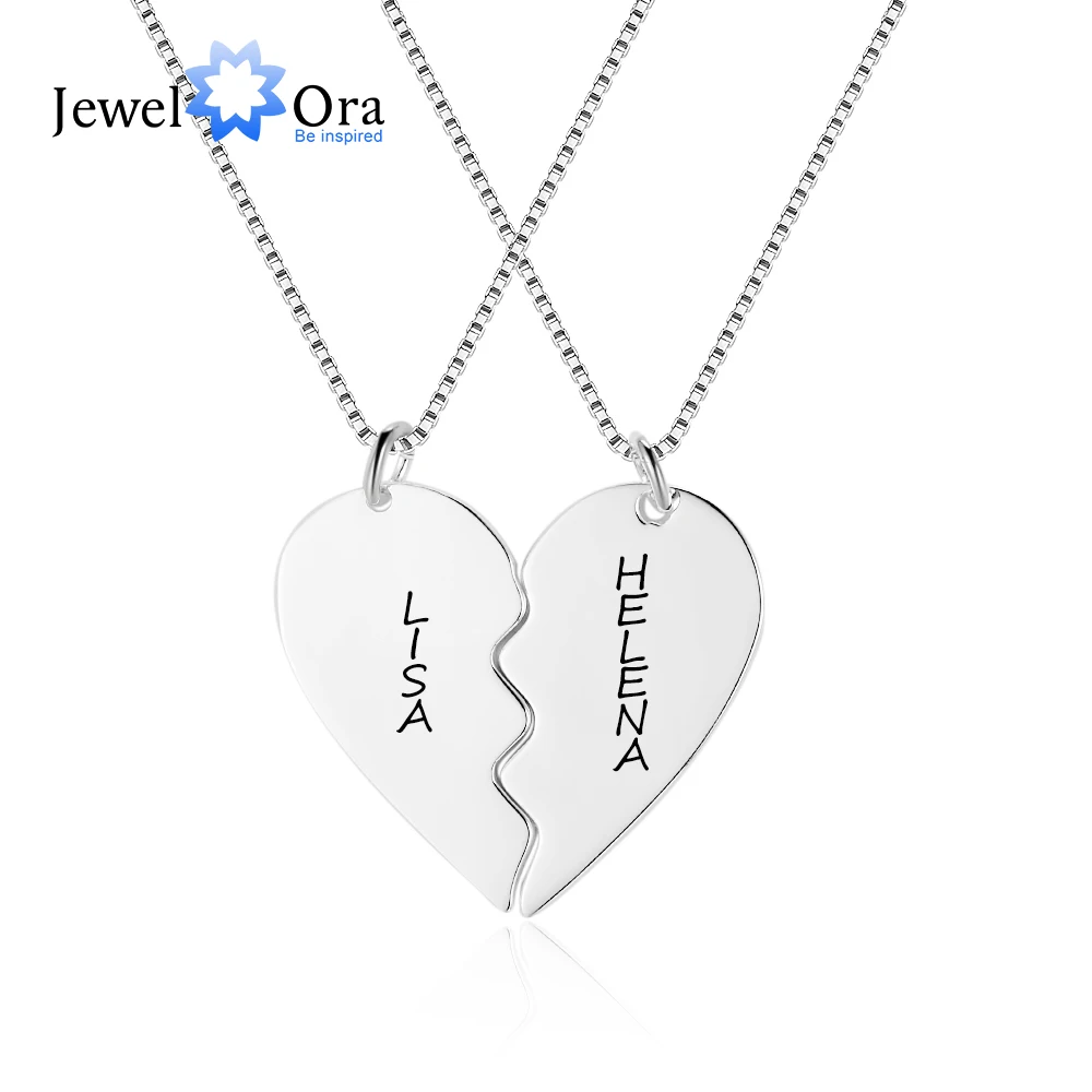 

Personalized Engraved Name Couple Necklaces for Women Stainless Steel Customize Double Heart Pendant Jewelry Valentines Day Gift