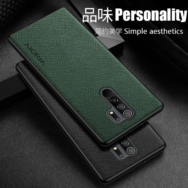 Luxury leather phone case for Xiaomi Redmi 9 9A 9T 9C NFC funda with cross pattern