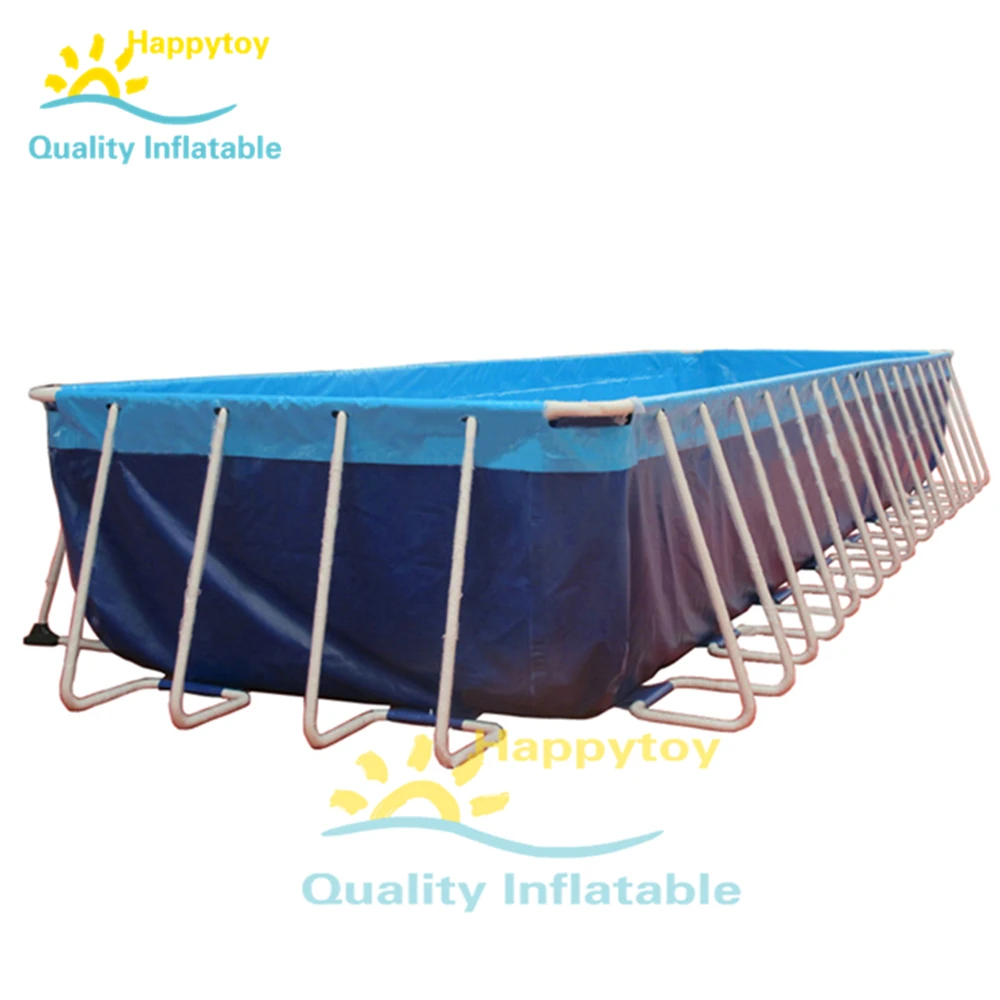 Metal Frame Rectangular Inflatable Pool Set Above Ground Swimming Pools