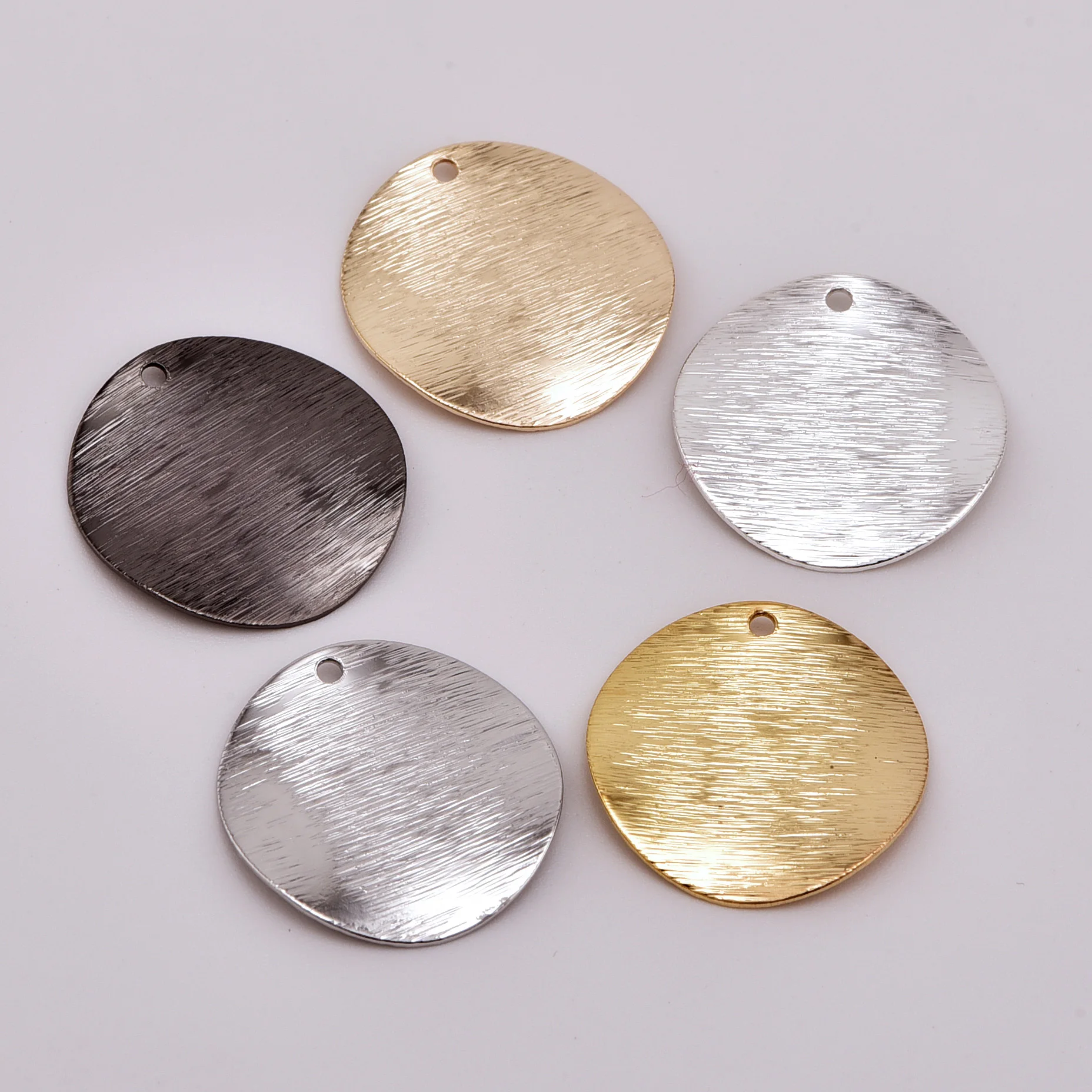 single hole brushed wave disc pendant jewelry accessories diy handmade earring material pendant