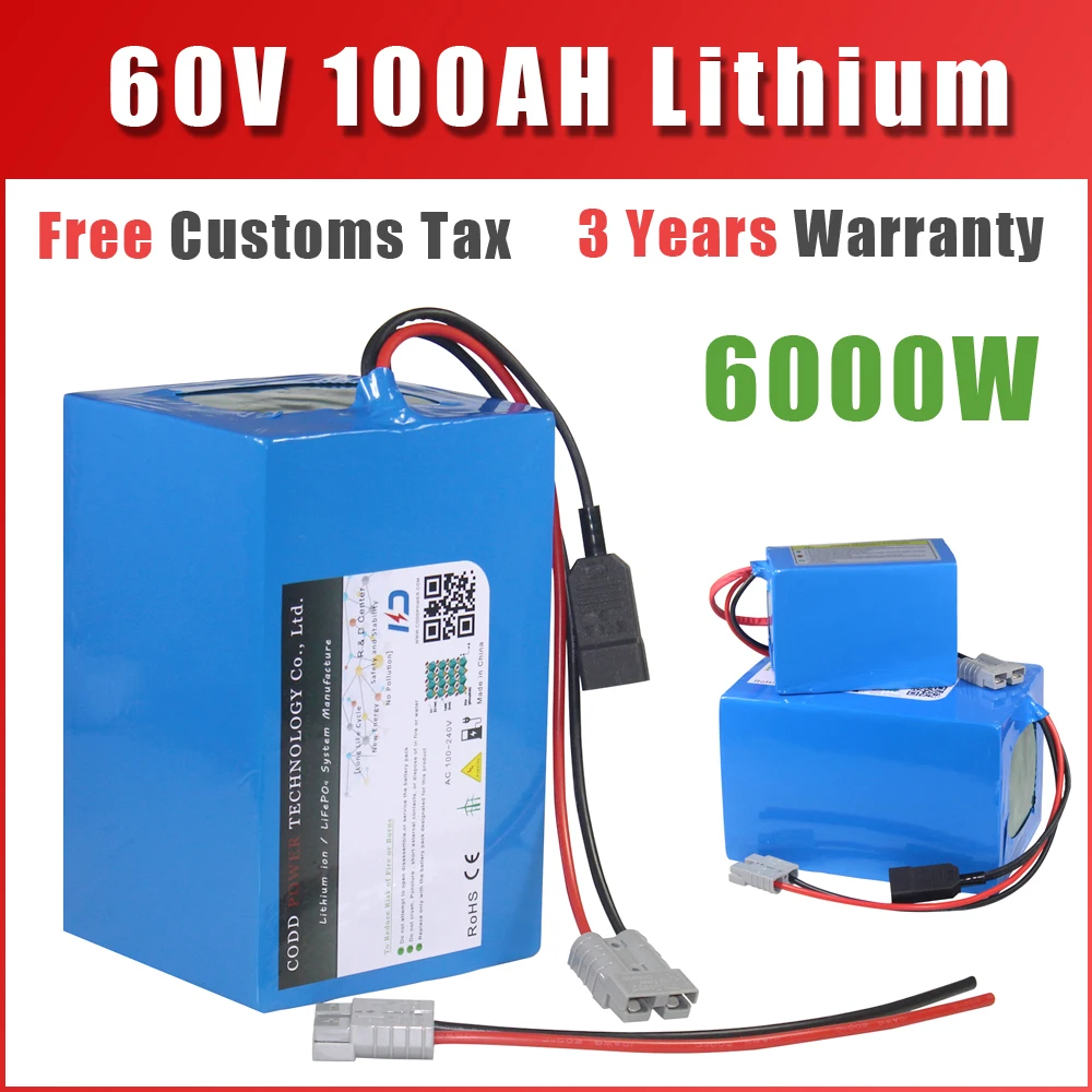 

60V 20AH 40AH 60AH 100AH Электрический велосипед Скутер мотоцикл Литий-ионный аккумулятор