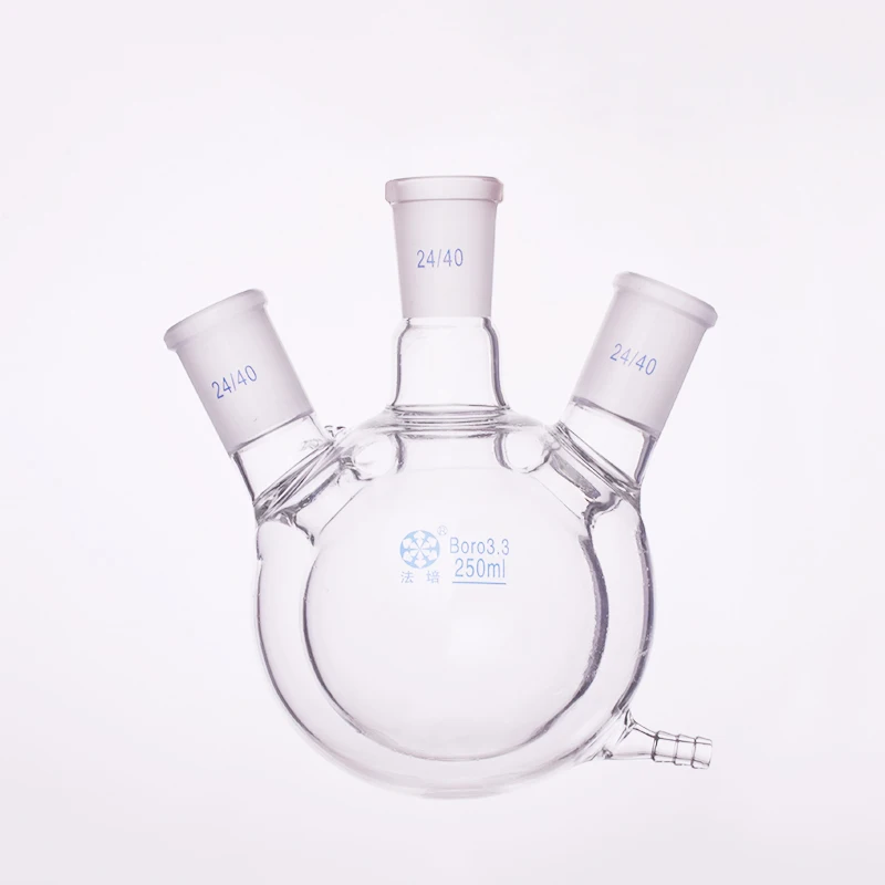 

Double-deck spherical three-necked round bottom flask,Capacity 250ml,Joint 24/40,Mezzanine jacketed reactor bottle