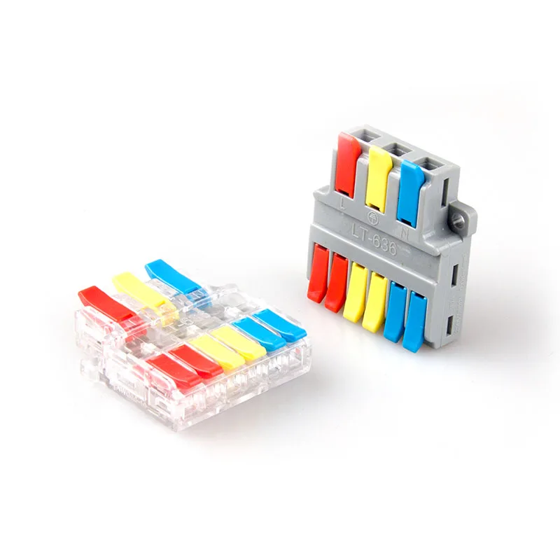 Mini Fast Butt Type Wire Cable Connectors 1 into 2 out Universal  Quick Detachable  compact Conductor Terminal block 0.08-4mm2