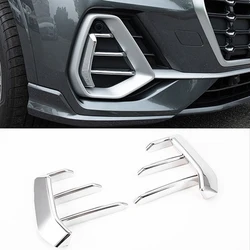 2PCS ABS Chrome Car Front Headlight Fog Lamp Cover Trim For Audi Q3 F3 2019  2020 Car Styling Accessories