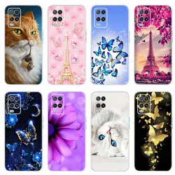 Cute Cat Butterfly Cover For Oppo A54 Case CPH2239 Soft Silicone Phone Back Case For Oppo A54 A 54 5G CPH2195 Coque Bumper Funda