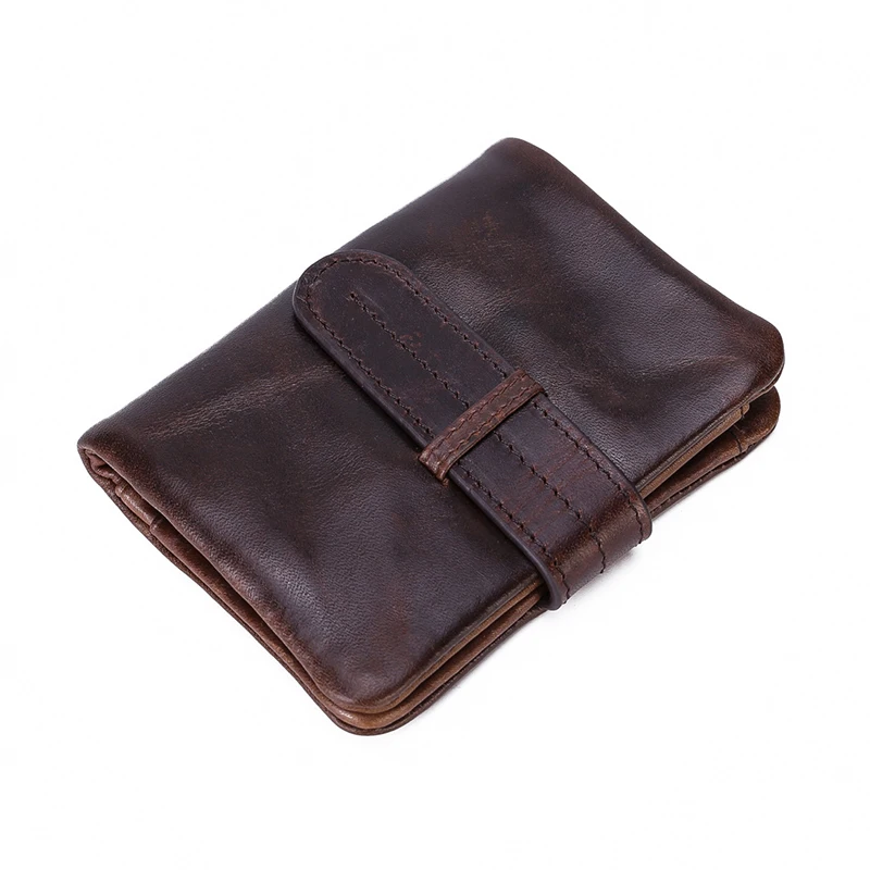 Genuine Leather Men\'s Wallet Retro Oil Wax Leather Wallet Men Casual Short Small Purses Man Card Holder Coin Purses