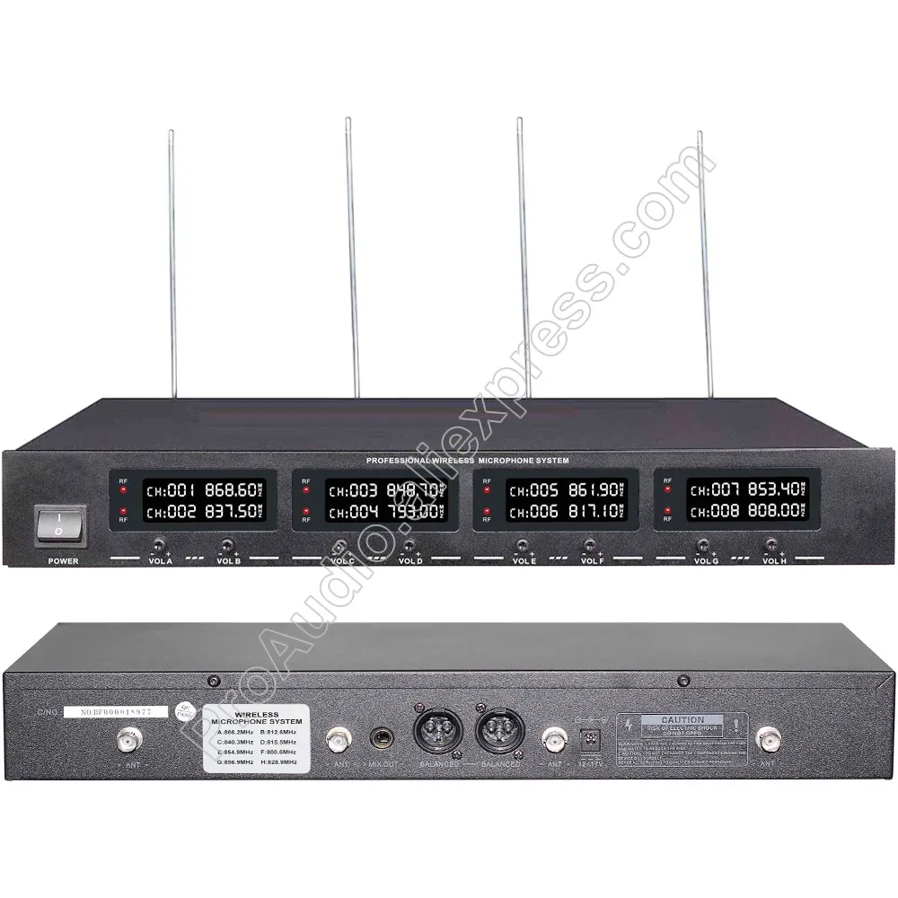 Professional UHF LED 8 Channel Conference Gooseneck Meeting Digital Microphone Mic System