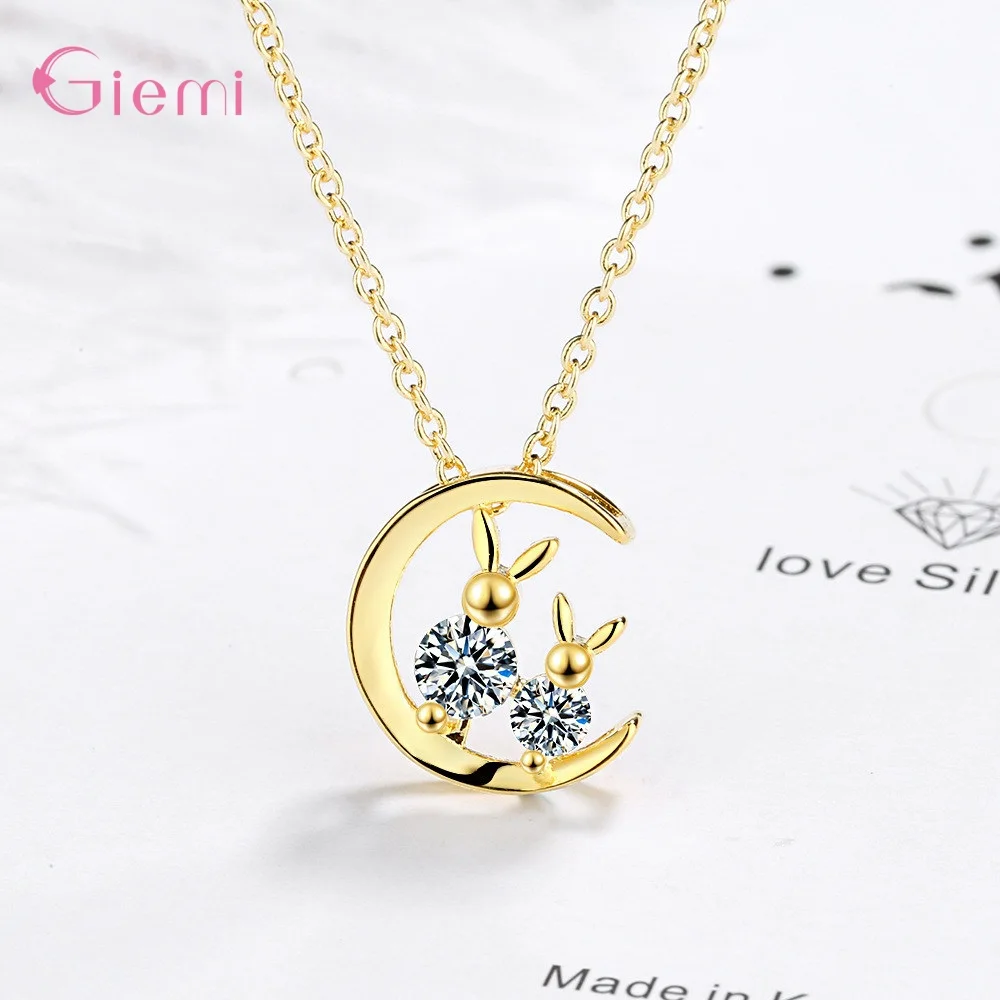 New Arrivals Korean Necklace Genuine 925 Sterling Silver Charm Necklace Sparkling Crystal Pendant Necklace For Women Wholesale