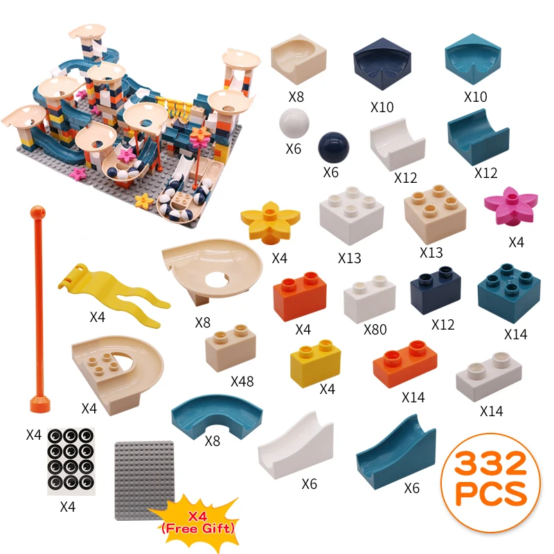 Blocs de construction classiques de course de marbre de grande taille, assemblage en plastique, entonnoir coulissant bricolage jouets pour enfants, cadeau