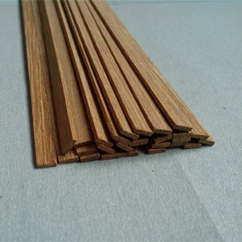 Custom Natural Teak Wood Strips Slats (10 Pieces )– 1mm to 7mm Thick, 2mm to 20mm Wide, for DIY Furniture Boat Building Flooring