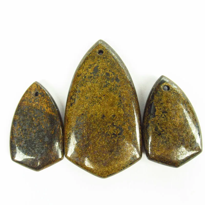 

3Pcs 50x20mm/32x20mm Natural Bronzite Shield Pendant Bead Stone Birthday Present for DIY Jewelry Making