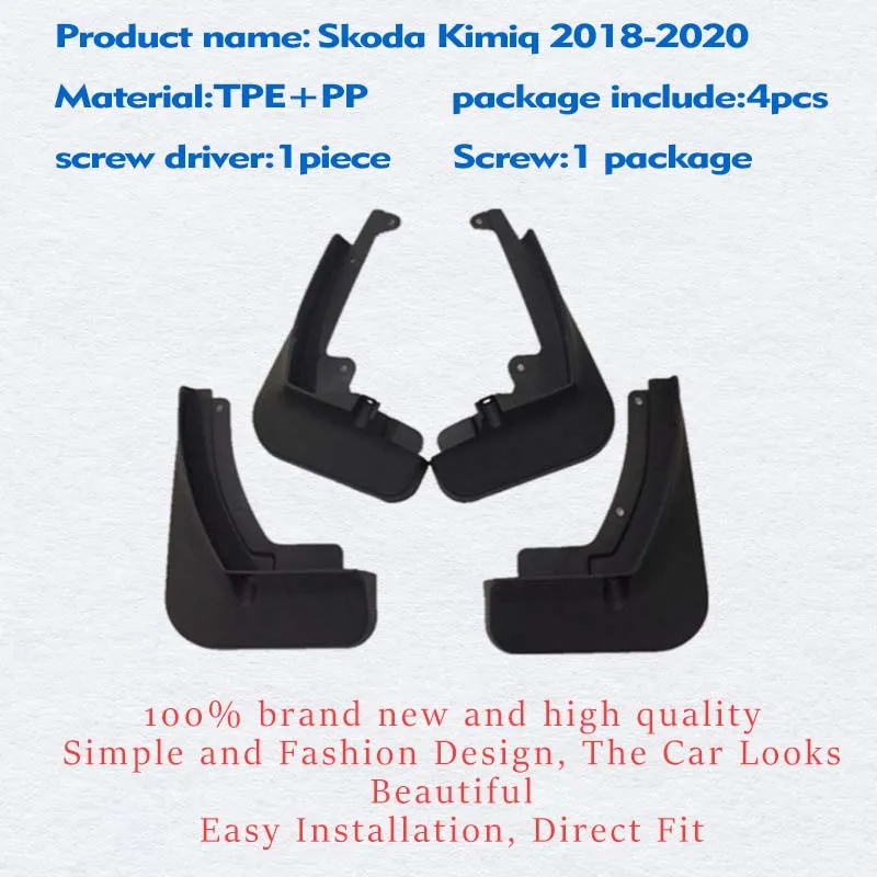 4 pcs 2018-2020 Mudflaps FOR Skoda Kimiq Mudguards Fender Mud Flap Guard Splash Mudguard Fenders car accessories auto styline