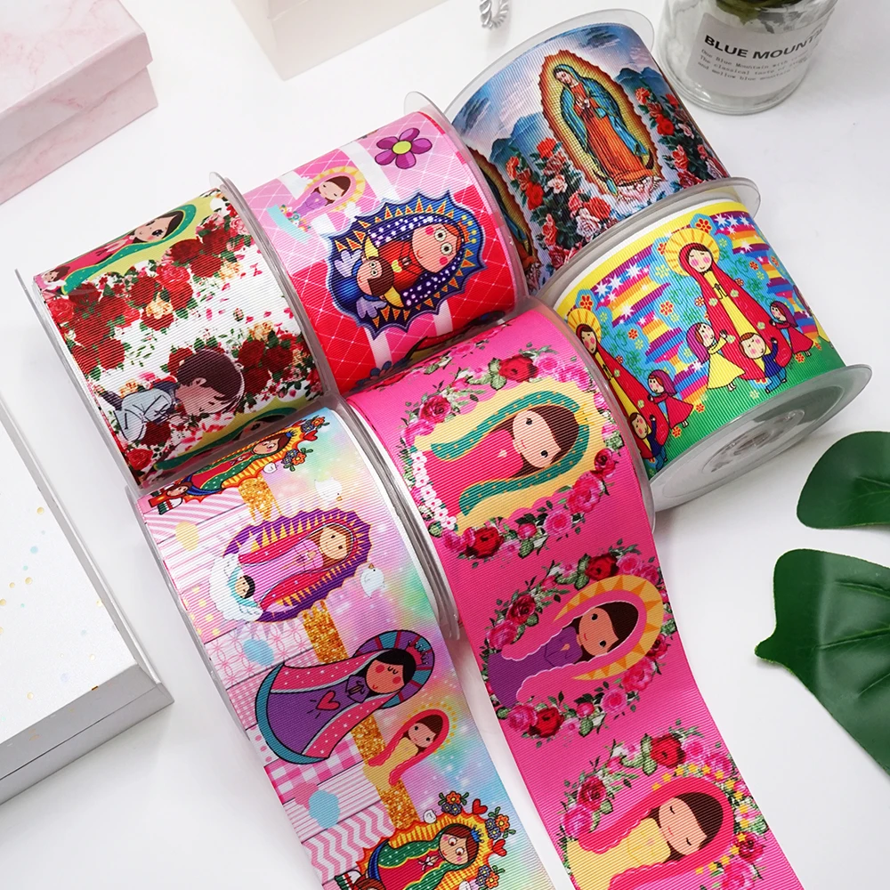 DIY Cartoon Virgin Mary Printed Grosgrain Ribbon For Craft Supplies Sewing Accessories 5 Yards. 46811