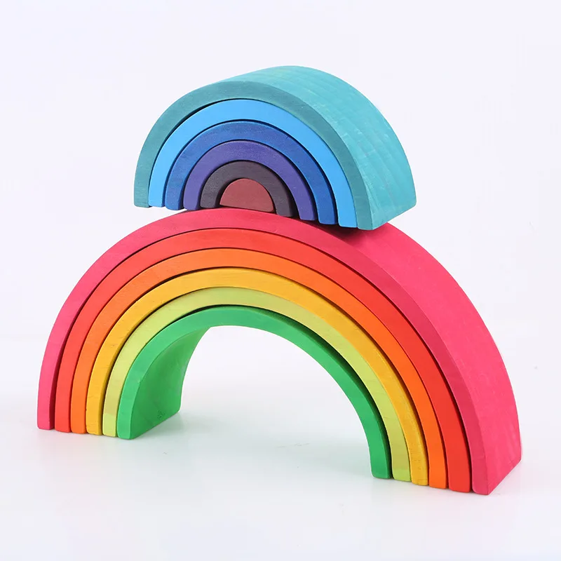 Blocchi arcobaleno in legno giocattoli impilabili in legno grimms blocchi di legno arcobaleno arcobaleno colorato bambini giocattolo educativo per bambini