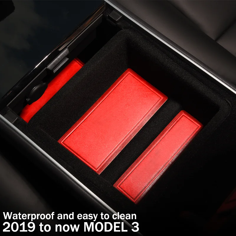 For Tesla Model X S Interior Accessories Microfiber Leather Coffee Cushion Storage Groove Protect Coaster Mat