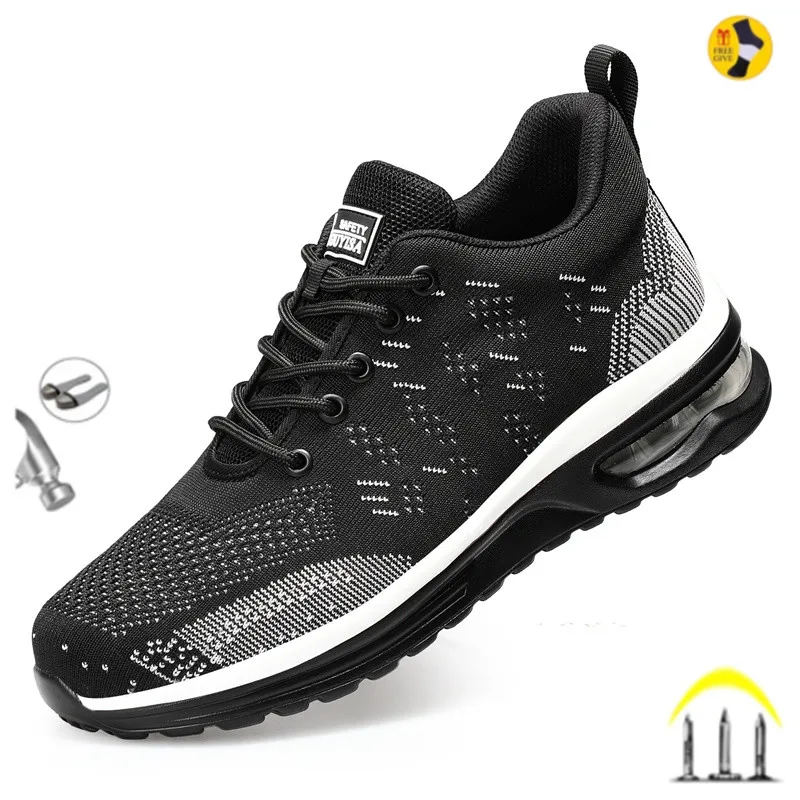 Indestructible Men Safety Shoes Light Non-Slip Work Sneakers Breathable Male Steel Toe Puncture Proof Air Mesh Work Safety Boots