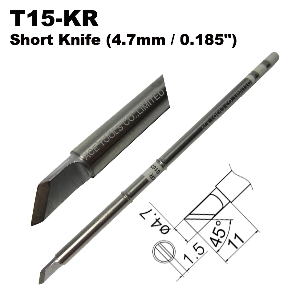 

T15-KR Short Knife Replacement Soldering Tip for HAKKO FM-203 FM-204 FM-206 FX-951 FX-950 FX-952 FX-9501 FM-2028 FM-2027 FM-2021