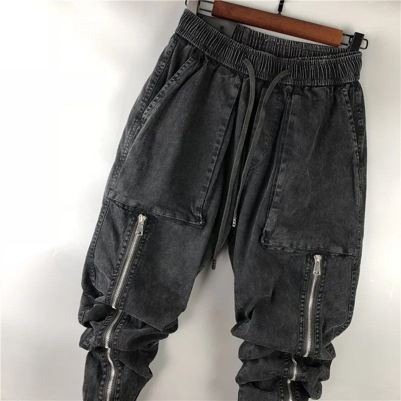 Owen Seak Men Casual Cargo Harem Jeans Pants High Street Hip Hop Length Men's Clothing Denim Sweatpants Spring Autumn Big Size