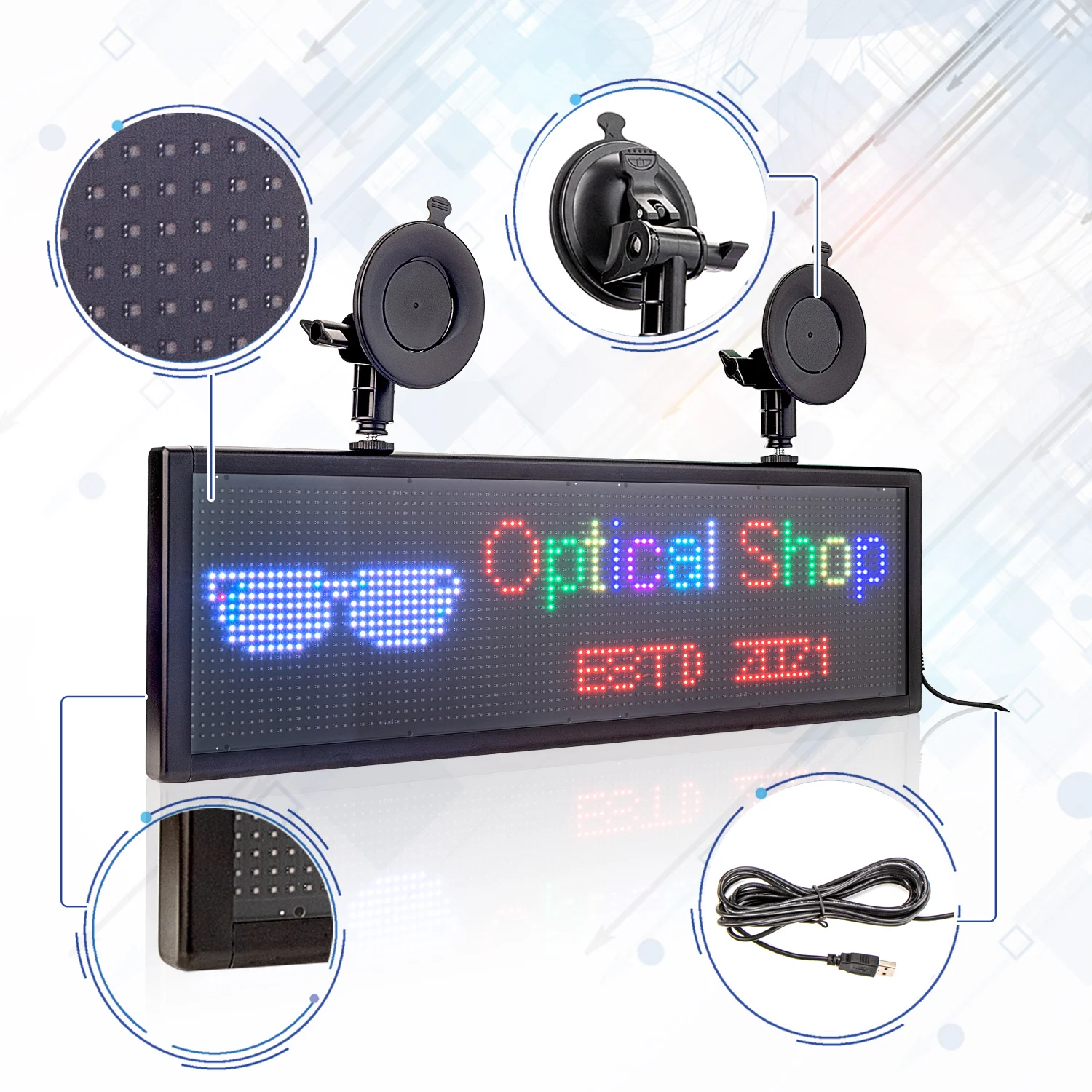 P5MM 50*15Cm Rgb Full Color 12V Auto Led Auto Teken Display Board, wifi Programmeerbare Scrolling Informatie Multifunctionele Led Scree