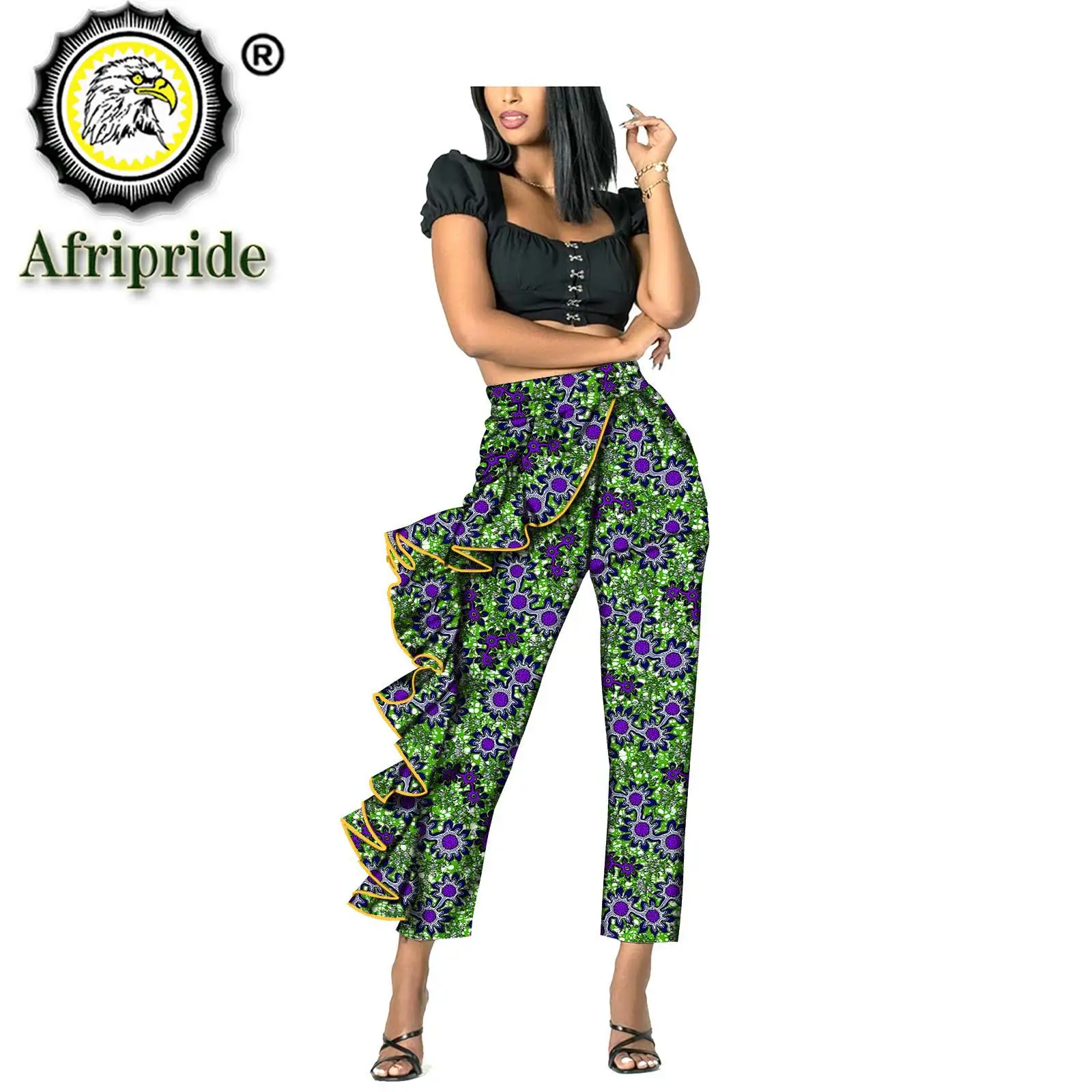 2024 pantaloni moda donna african ankara print pantaloni lunghi al polpaccio con cera plissettata batik casual plus size AFRIPRIDE S1921006