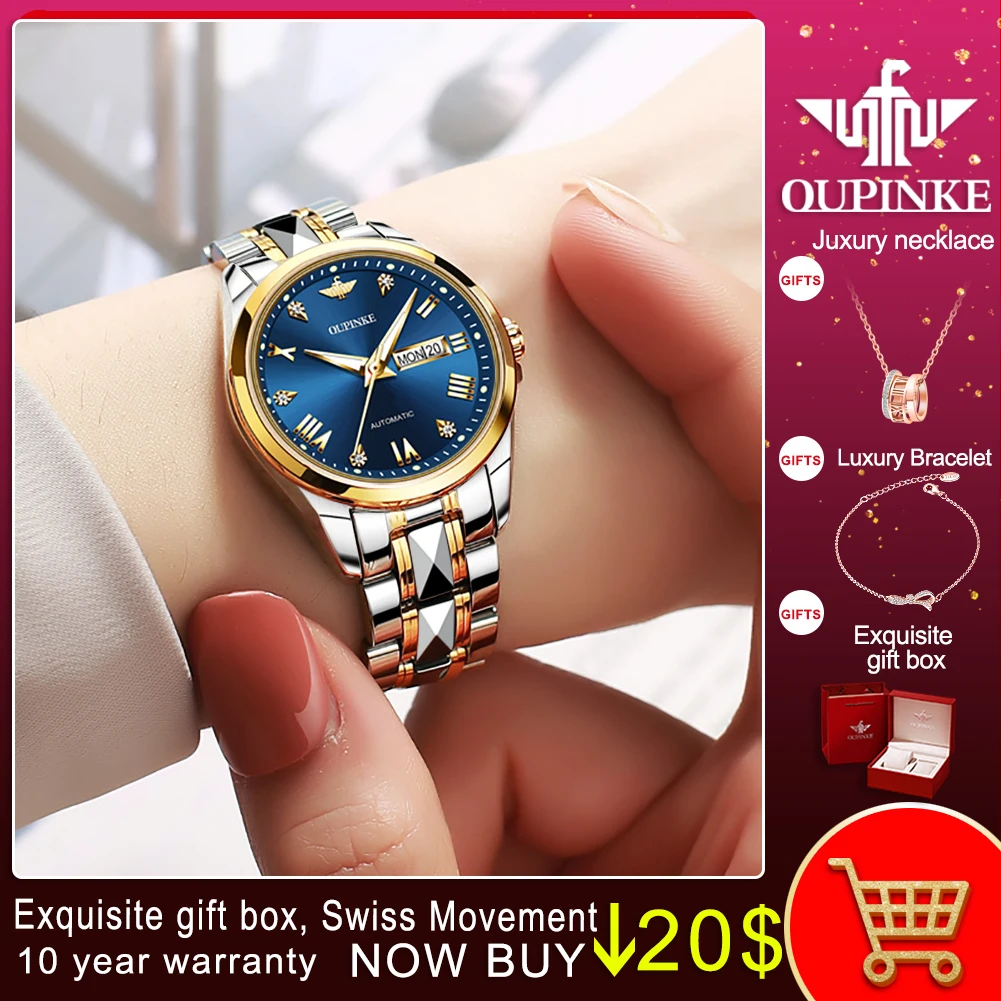 

OUPINKE New Fashion watches for women Luxury Automatic Mechanical Wristwatch Valentine's Gifts Bracelet watch Montre femme