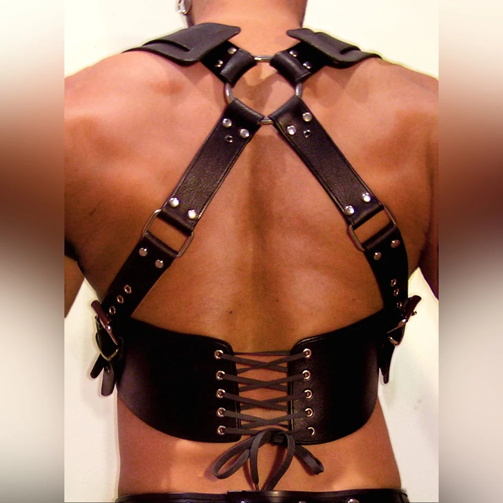 Faux Leather Men Harness Goth Bondage Gay Leather Exotic Sex Lingerie Adjustable Bondage Buckles Belts Gay Harness Accessories