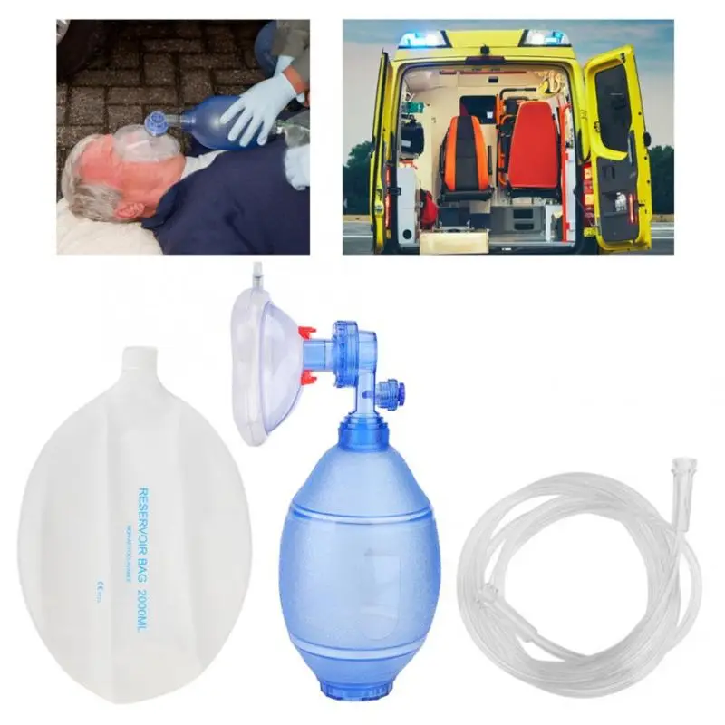 Adulti/Bambini/Neonati Manuale Resuscitator PVC Ambu Borsa Di Ossigeno Tubo di Kit di Primo Soccorso Semplice Apparato di Respirazione Strumenti