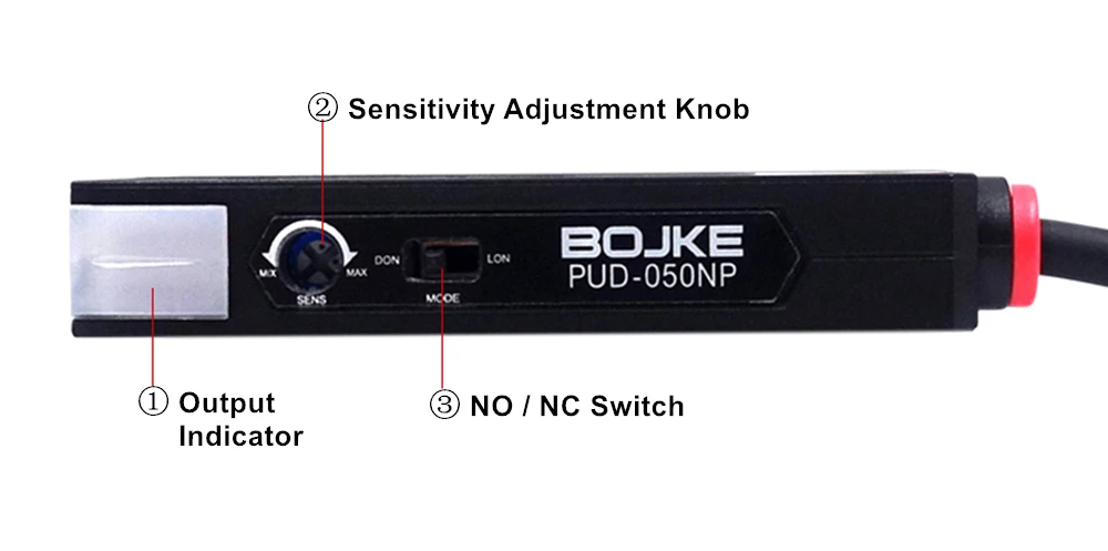 Etiketten-Lichtschrankensensor NPN PNP PUD-050NP NO NC Selbstklebender Etikettenstreifen Mengenzählererkennung Identifizieren Sie den Rückstoßring – Detail 4