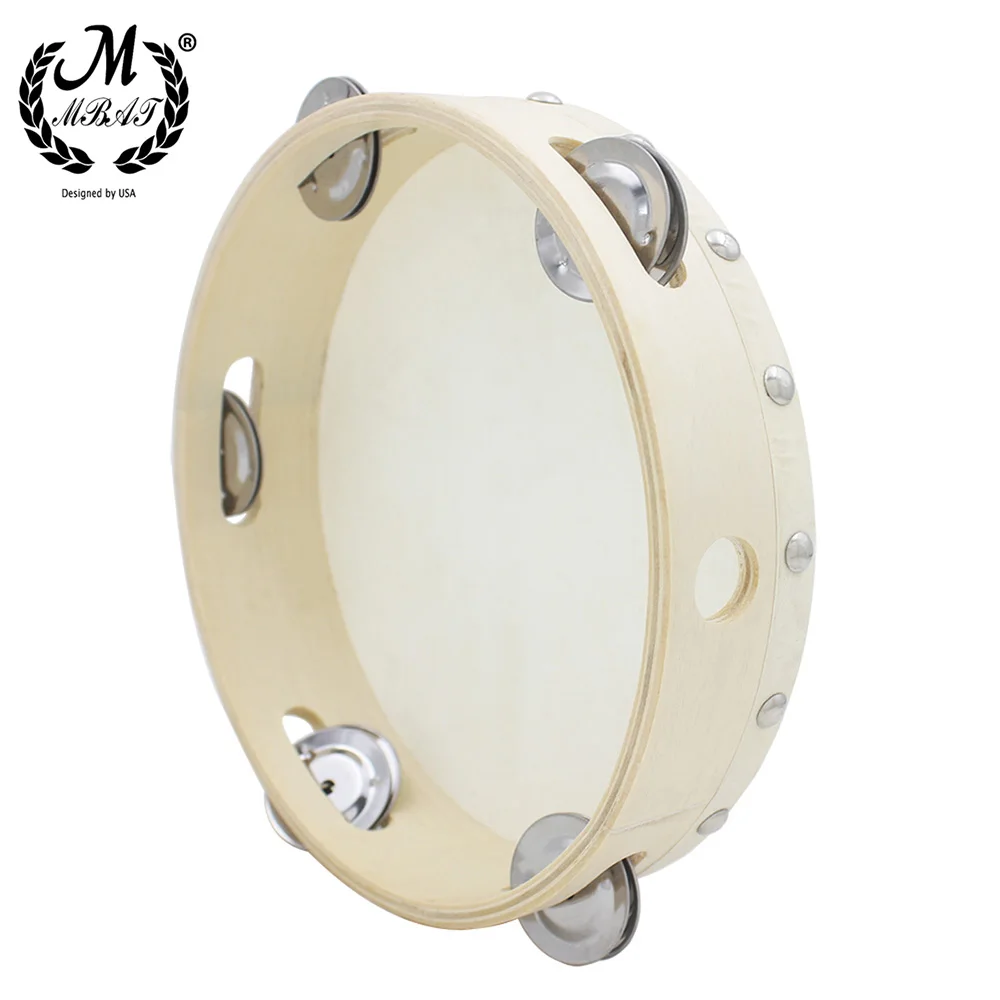 M MBAT High Quality 8inch Tambourine Drum Toys for Children Kids Educational Musical Instruments Wooden Tambourine Percussion