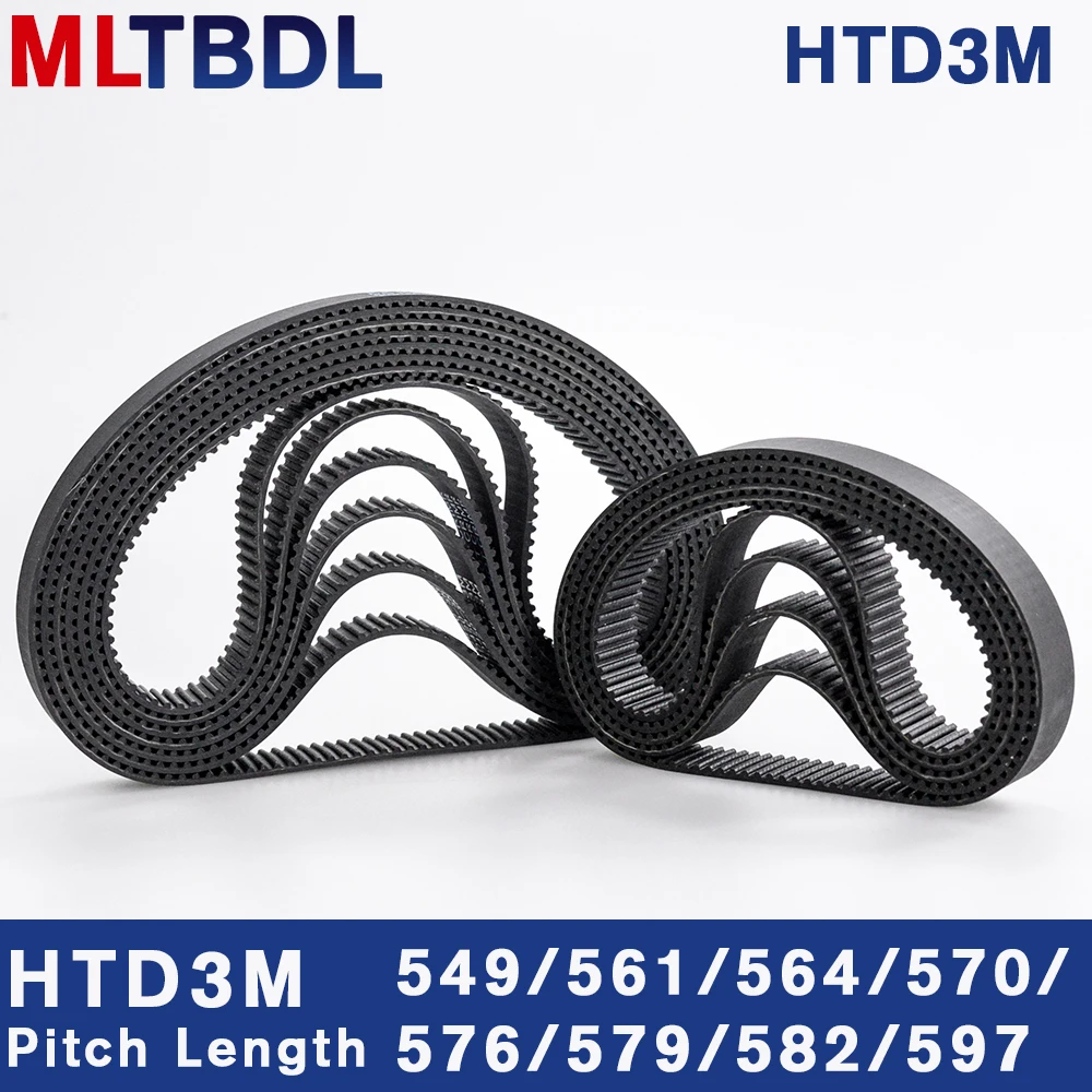 

HTD3M Timing Belt 549/561/564//570/576/579/582/597mm 6/9/10/15mm Width RubbeToothed Belt Closed Loop Synchronous Belt pitch 3mm