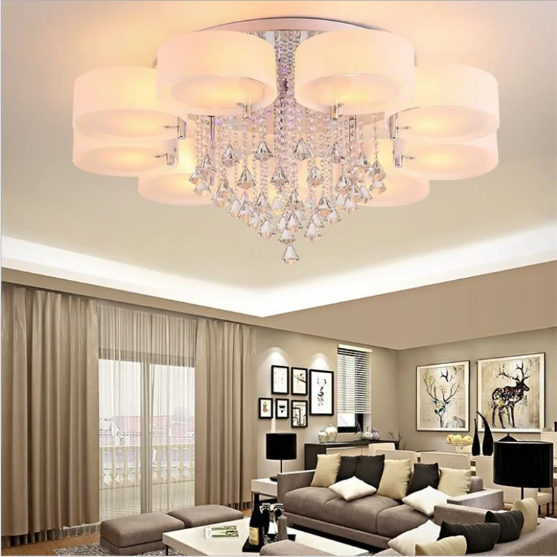 European Style Warm Led Ceiling Lamp Living Room Bedroom Dining Room Lamp Chandelier Crystal Lamp