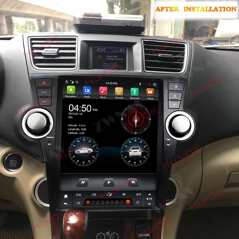 12.1'' Tesla Screen Car Radio For Toyota Highlander 2007-2013 Carplay Android Auto Multimedia Player GPS Navigation Head Unit