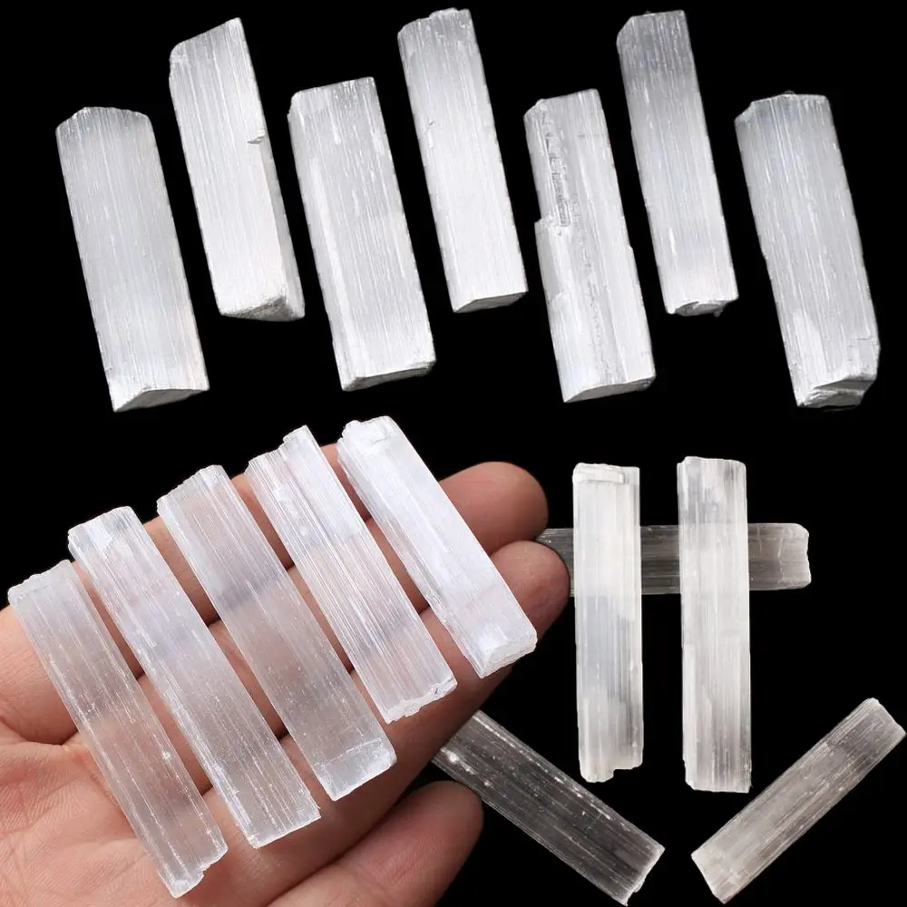 DIY Accessory Jewelry Making Reiki Energy Healing Stone White Selenite Wand Natural Gypsum Sticks Crystal Quartz