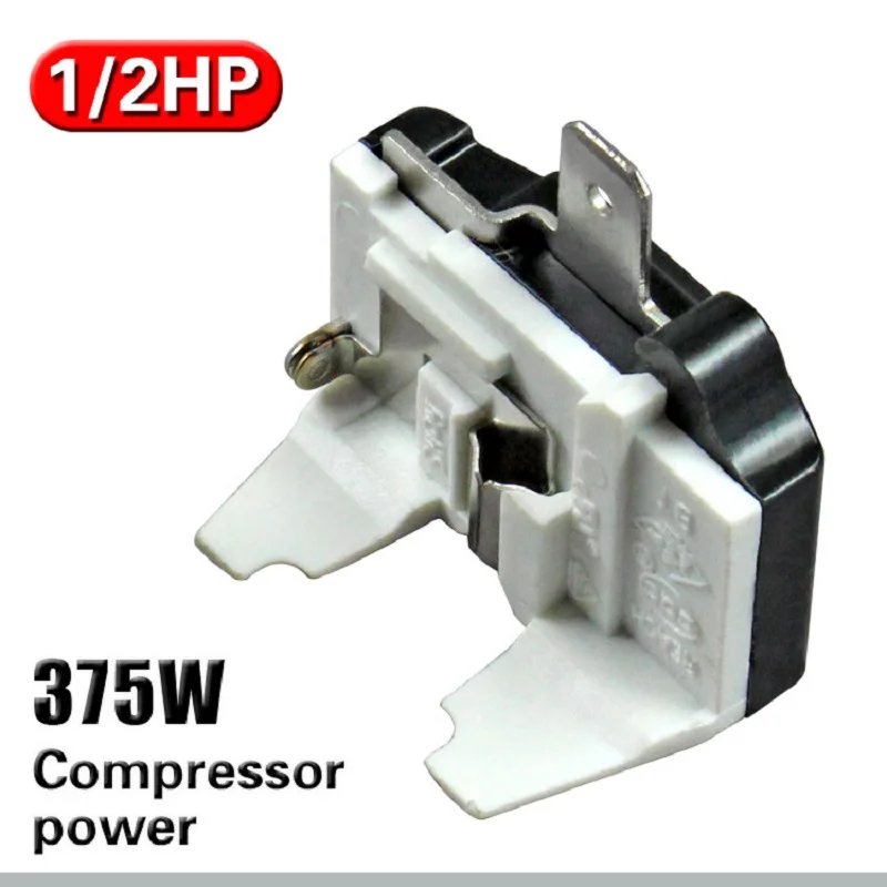 2Pcs Refrigerator Thermal Overload Protector 1/2HP 375W Freezer Compressor Part