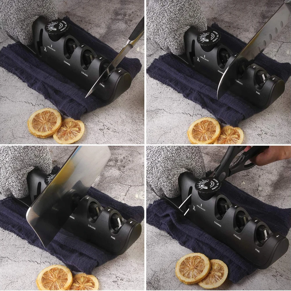 Knife Sharpener Adjustable Manual 4 Stages Scissors Sharpening Stone Kitchen Grinder knives Whetstone Angle Sharpener Tool