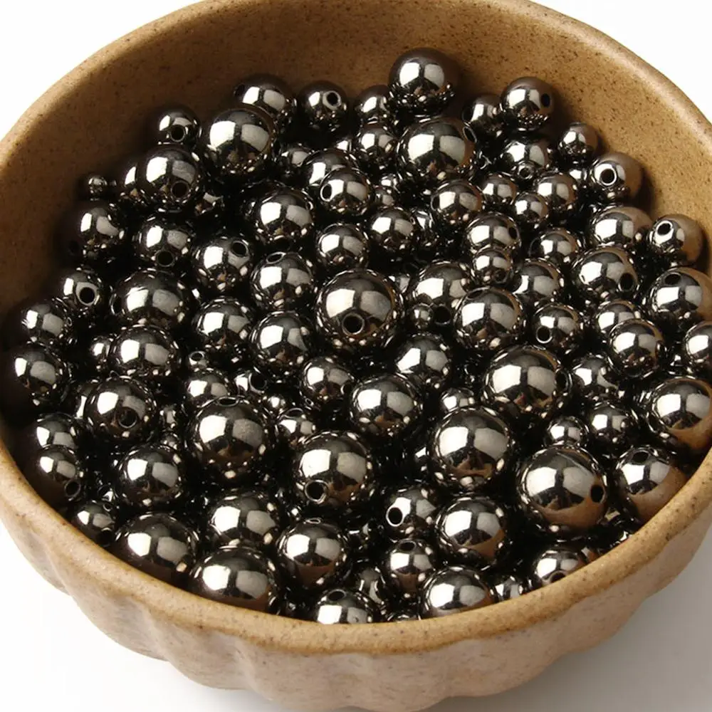 30-500pcs 3 4 6 8 10 12mm Black Metal CCB Round Seed Spacer Acrylic Beads For Jewelry making Supplies DIY Accessories Wholesale