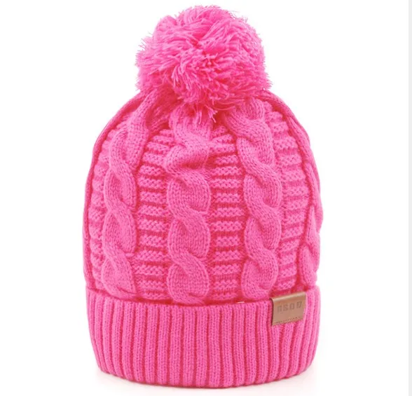 Gsou Snow-gorros de esquí con bola de pelo para hombre y mujer, gorros deportivos de punto a prueba de viento, para escalada y ciclismo, Multicolor, color rosa