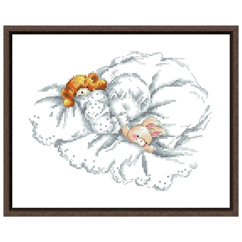 The baby asleep cross stitch kits package 18ct 14ct unprint canvas embroidery DIY handmade needlework